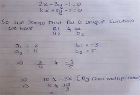 Question 1 Find The Value Of K For Which The Equation Has Unique