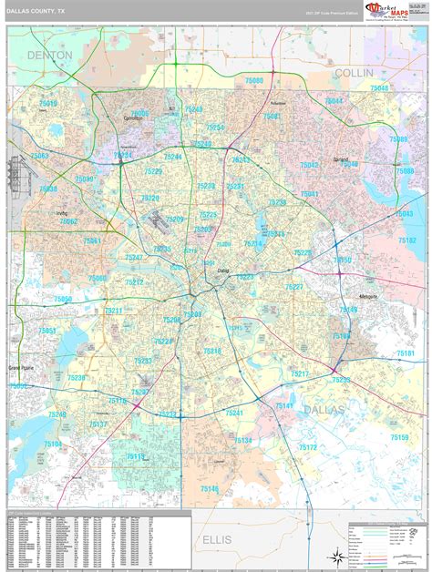 Dallas County Tx Wall Map Premium Style By Marketmaps Mapsales