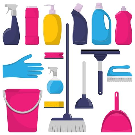 Premium Vector Set Of Cleaning Tools And Detergents Isolated On White