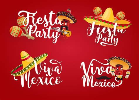 Premium Vector Viva Mexico Mexican Fiesta Party Icon With Chilli