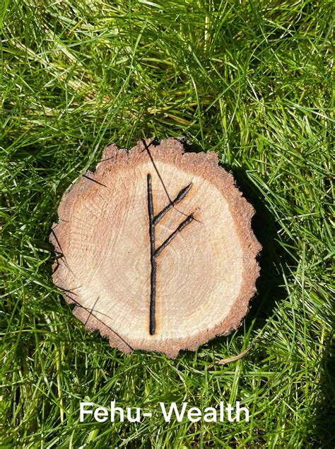 Wealth Rune Hand Burnt Wooden Nordic Rune Etsy