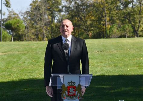 President Ilham Aliyev PM Irakli Garibashvili Make Press Statements