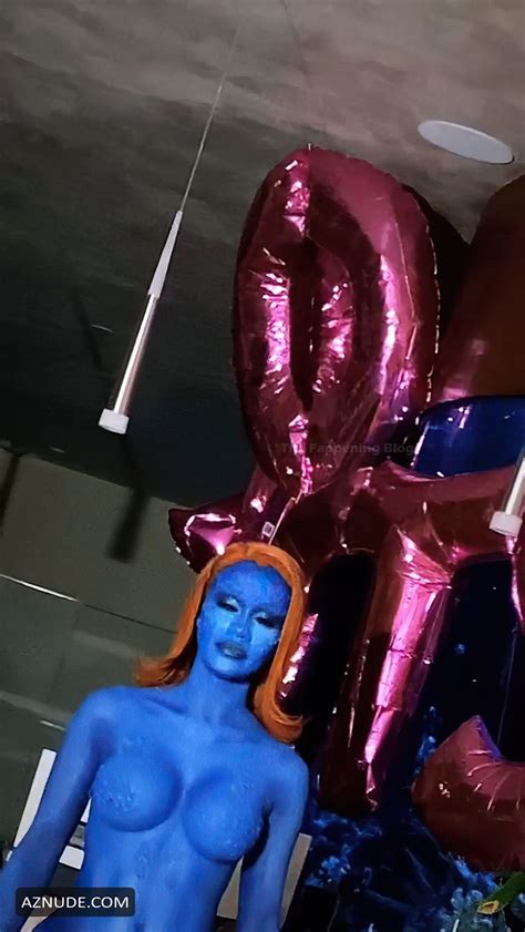 Saweetie Goes Naked As Mystique From X Men At The Halloween Party Aznude