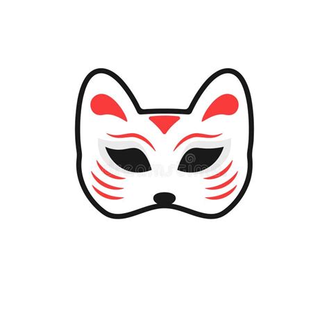 Kitsune Mask Artwork Sakura Japanese Mask Vector Wall Art Print Japan