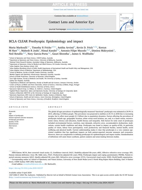 Pdf Bcla Clear Presbyopia Epidemiology And Impact