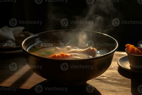 Hot Delicious Chicken Soup Product Photography With Natural Lighting