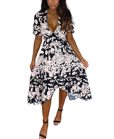 Ax Paris Abstract Print Wrap Midi Dress Macys