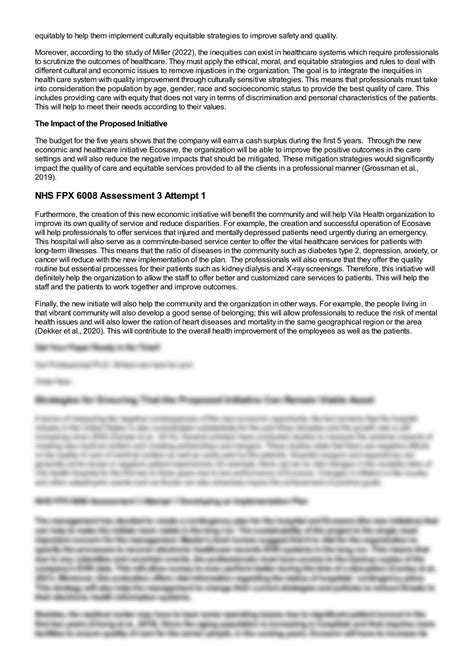 SOLUTION Nhs Fpx 6008 Assessment 3 Attempt 1 Developing An