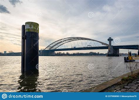 Van Brienenoord Bridge In Rotterdam Over The River Nieuwe Maas Stock