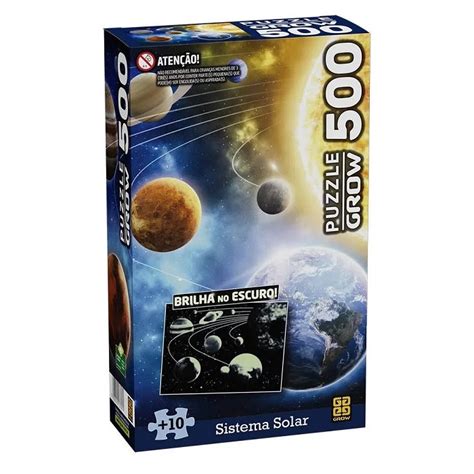 Quebra Cabeça Sistema Solar - Quebra-Cabeça Puzzle Sistema Solar (Brilha No Escuro) 500 Peças + 10 ...