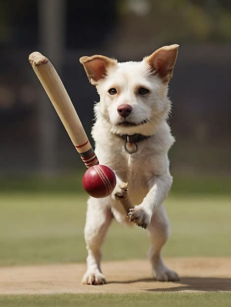 Premium Ai Image Dog Playing Cricket Ai Image