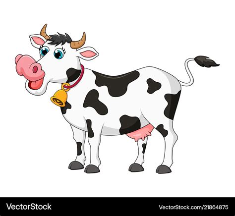 Cartoon Female Cow Cute Design Isolated On White Vector Image