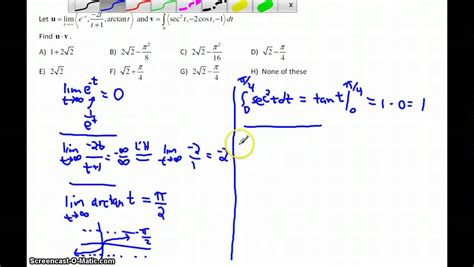 UPenn Math 114 Finding The Limit Of A Vector Function Integral And