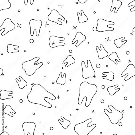 Black Tooth Icon Isolated Seamless Pattern On White Background Tooth