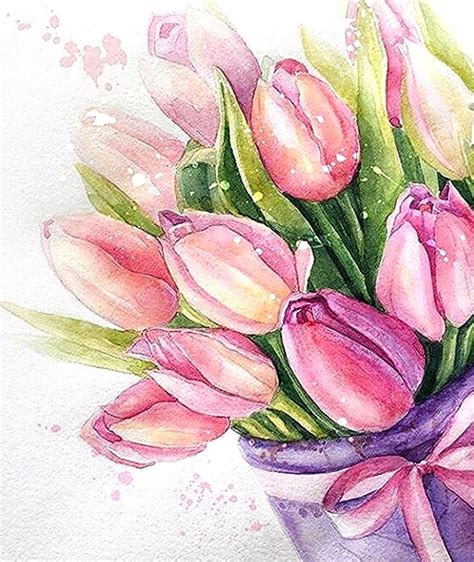 Tulipanes Watercolor Flowers Paintings Floral Watercolor Flower