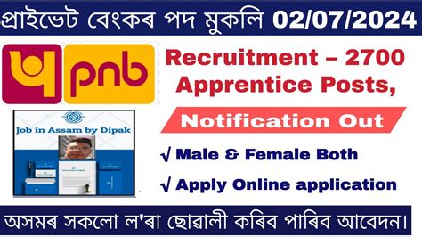 Punjab National Bank New Recruitment For Apprentice 2024 2700 Post