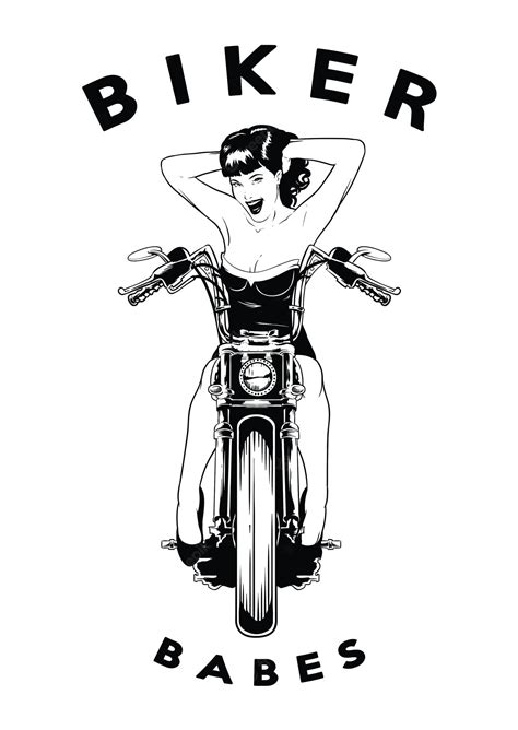 Biker Babes Pin Up Fille Sexy Vecteur Premium