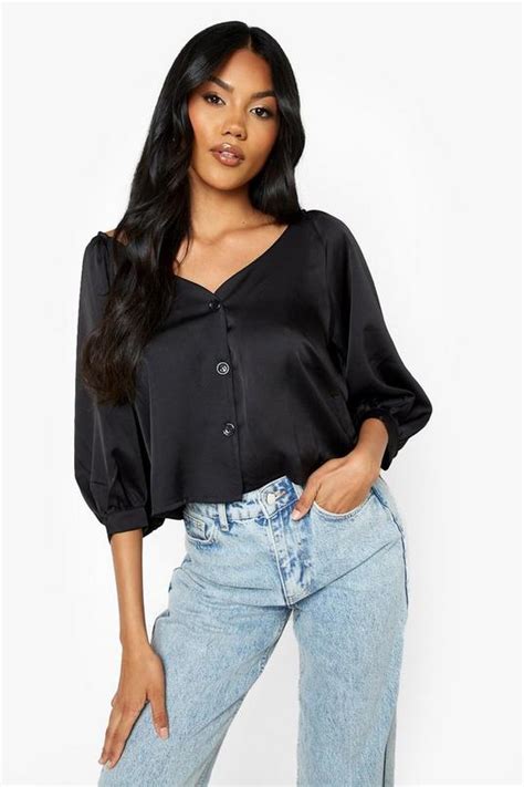 Satin Volume Sleeve Blouse Boohoo