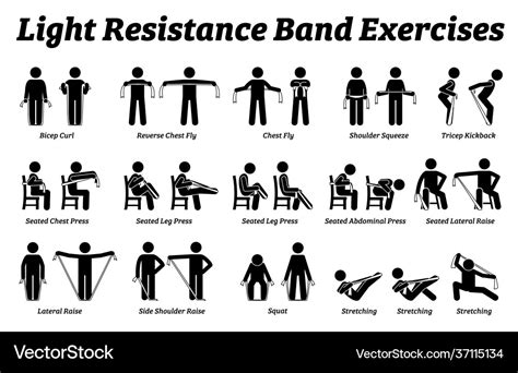 Light resistance band exercises and stretch Vector Image