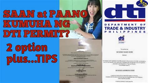 NEGOSYO TIPS PAANO KUMUHA NG DTI PERMIT 2 OPTION SA PAGKUHA NG DTI