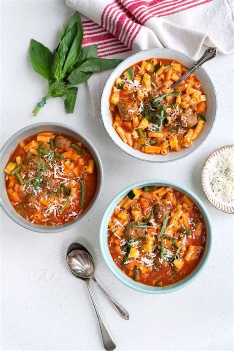 This Kid Friendly Minestrone With Sausage Meatballs Is Ready In Minutes