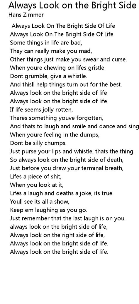 Always Look on the Bright Side of Life Lyrics - Follow Lyrics