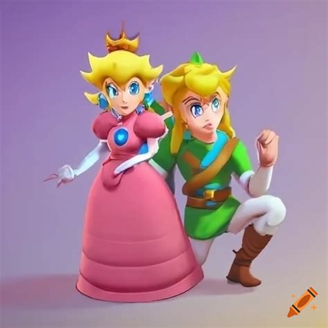 Detailed Cosplay Of Princess Peach And Link Swapping Outfits On Craiyon