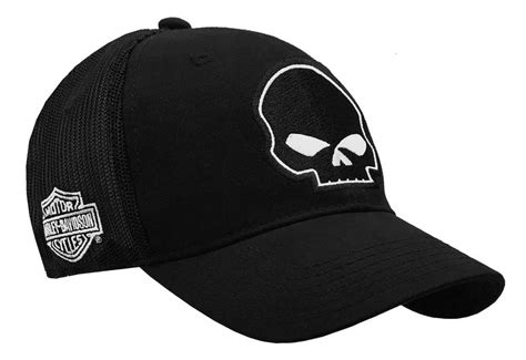 Harley Davidson Willie G Skull Black Baseball Cap Stretch Fit BC119930