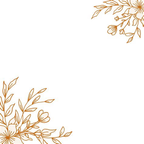 Beautiful Gold Floral Corner Border With Hand Drawn Leaves And Flowers