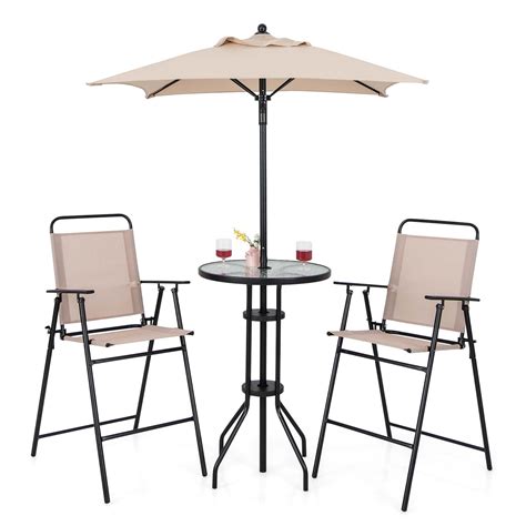 Free Shipping Costway 4PCS Patio Bistro Set Folding Counter Height