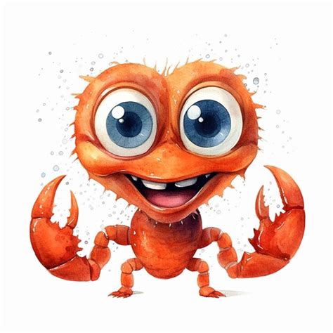 Premium AI Image Cartoon Crab With Big Eyes And A Big Smile Generative Ai