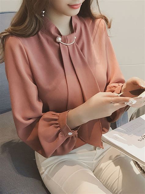 Irene French Style Lantern Sleeve Chiffon Shirt Roselili