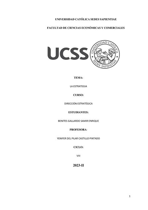 LA Estrategia UNIVERSIDAD CATÓLICA SEDES SAPIENTIAE FACULTAD DE