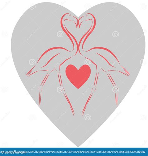 Two Pink Flamingos In The Heart Stock Illustration Illustration Of