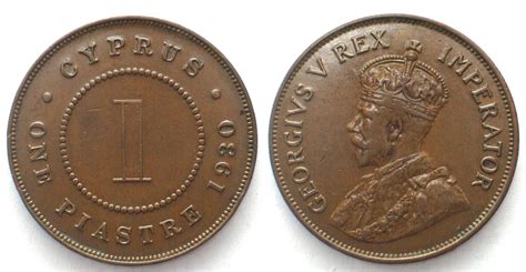 Zypern BRITISH CYPRUS Piastre 1930 GEORGE V Bronze AU SCARCE MA Shops