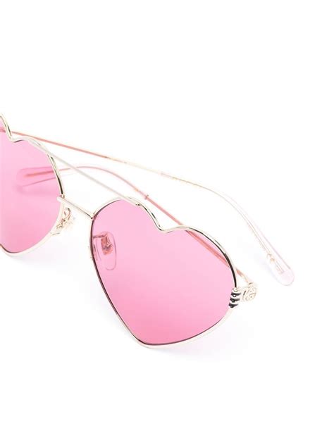 Gucci Eyewear Heart Frame Wire Sunglasses Gold FARFETCH