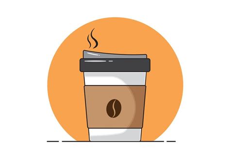 Paper Cup For Hot Coffee On Yellow Circle Background Vector Art