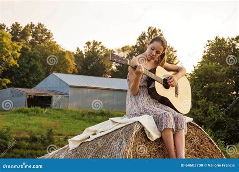 Girl Country Guitar Stock Photo Image Of Play Guitar 64603700