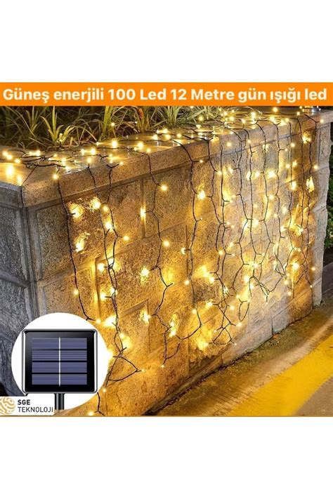 SGE TEKNOLOJİ Güneş Enerjili 100 Led 12 Metre Sarı Renk Bahçe