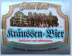 Drink Label Fürst Carl Kräusen Bier Schloßbrauerei Ellingen Germany