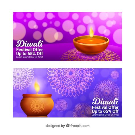 Bokeh Und Abstrakte Diwali Banner Kostenlose Vektor