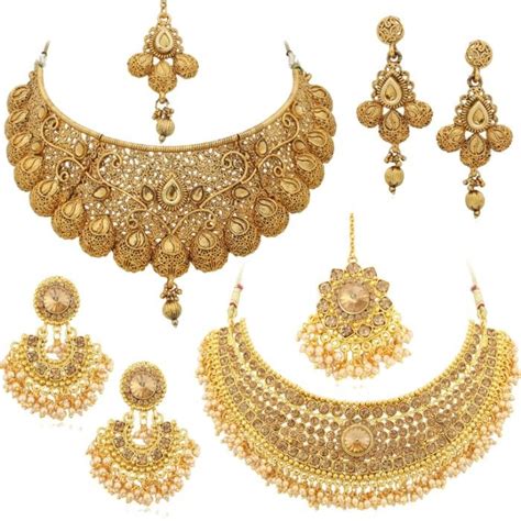 Sukkhi Glamorous Gold Plated Choker Necklace Set Combo For Women CB73381