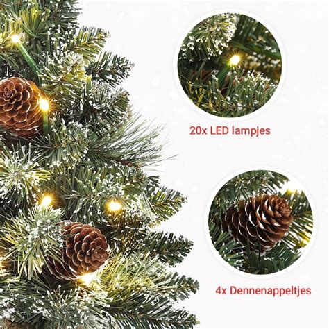 Zilverspar Mini Kerstboom Met Led Lampjes Kleine Kunstkerstboom Cm