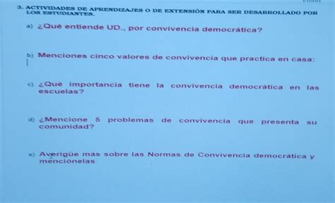 a Qué entiende UD por convivencia democratica b Menciones cinco