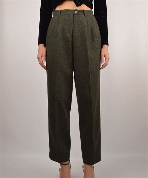 Vintage Olive Wool Trousers