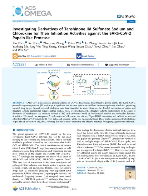 PDF Investigating Derivatives Of Tanshinone IIA Sulfonate Sodium And