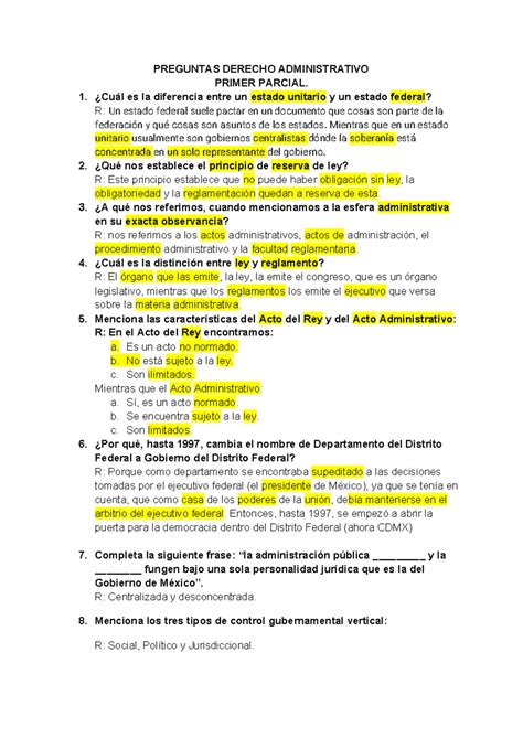 Preguntas Derecho Administrativo Primer Parcial Preguntas Derecho