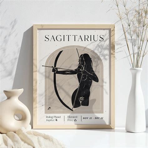 Sagittarius Zodiac Goddess Wall Art Poster Printable Zodiac Etsy