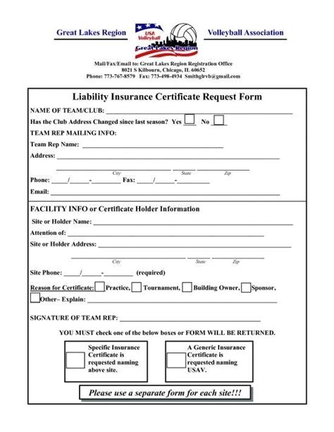 Certificate Of Insurance Request Form Template Williamson Ga Us