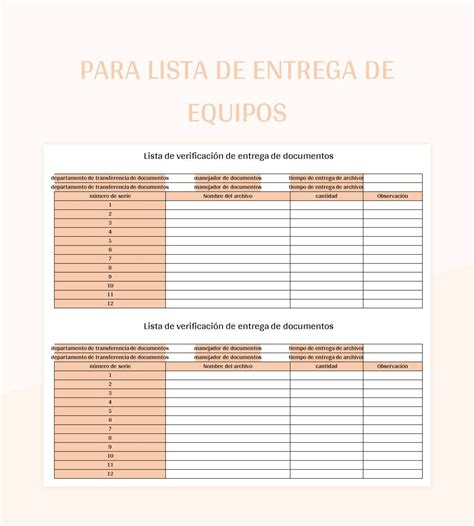 Plantilla De Formato Excel Para Lista De Entrega De Equipos Y Hoja De